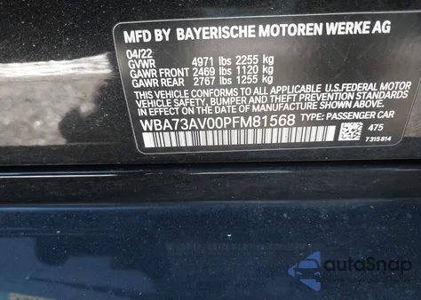 2023 BMW 430I Gran Coupe xDrive z USA, uszkodzony, nr VIN WBA73AV00PFM81568